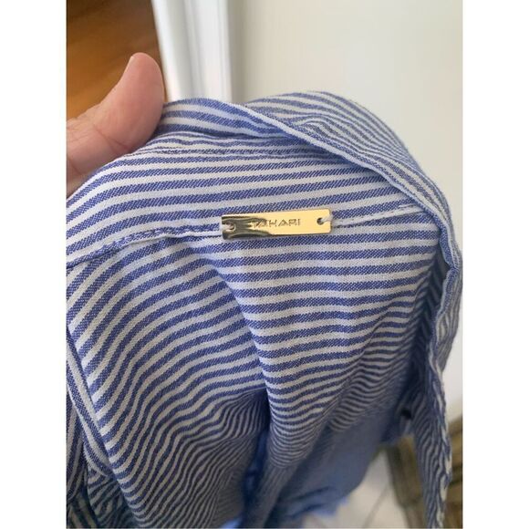 Elie Tahari Shirt Dress Striped Sleeveless Stretch Belted Pockets Snap Front - Picture 4 of 10